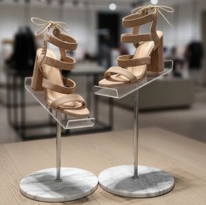 Lulu's Tan Strappy Block Heel Sandals Size 7.5